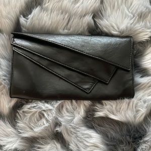 Black leather clutch